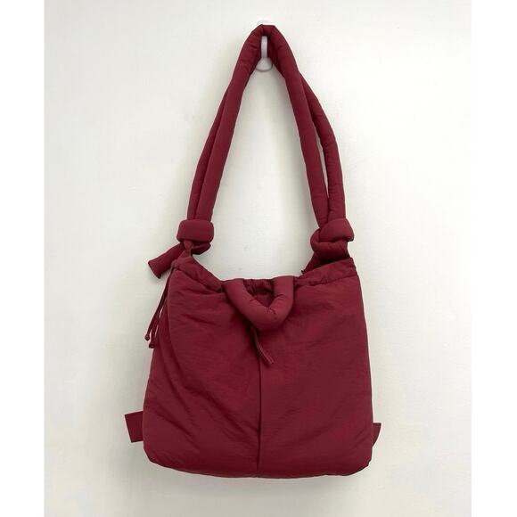 OLEND Ona Soft Bag Nylon Puff Padded Lightweight Convertible Backpack Cherry Red - Picture 11 of 12